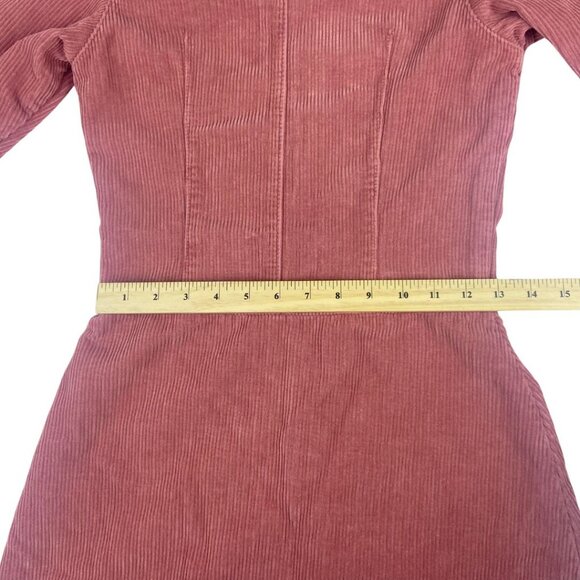 TOPSHOP Pink Mauve Corduroy Baby Doll Puff Sleeve Mini Dress US Size 2 - Picture 7 of 12